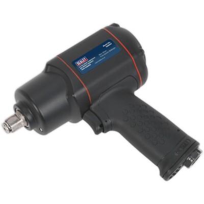 Heavy Duty Composite Air Impact Wrench - 1/2 Inch Sq Drive - Handle Exhaust 